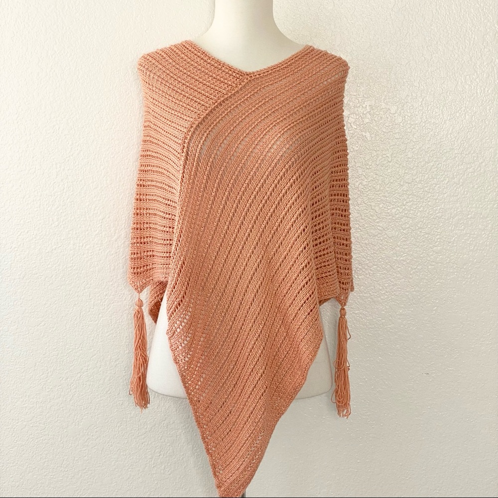 Peach Knitted Cape/Poncho